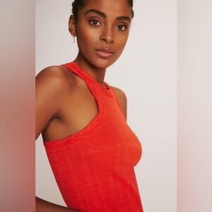 NWT! Anthropologie x PILCRO SUSTAINABLE RIBBED TANK Orange-Red Sleeveless Sz M
